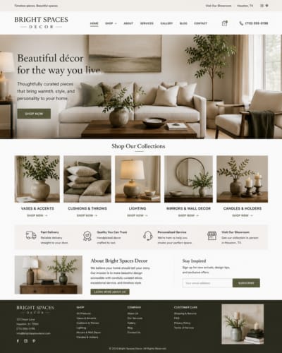 Home decor website after rebuild