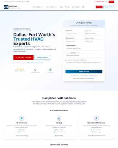 HVAC website before rebuild