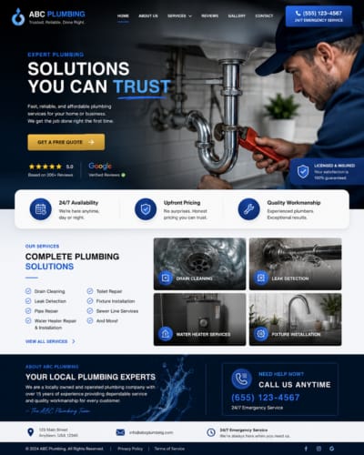 Plumbing website after rebuild